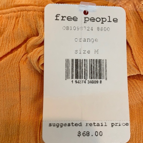 NWT $68 FREE PEOPLE Home Again Cami Crop Top Medium Light Orange Off Shoulder - Picture 10 of 13